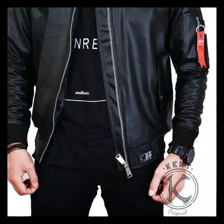 Terlaris Jaket Kulit / Jaket Bomber Pria / Jaket Distro Kent Original Hitam Dijamin Murah 100%