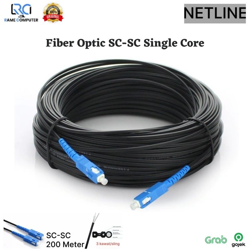 Kabel Fiber Optic SC-SC UPC Single Mode Simplex 200 Meter