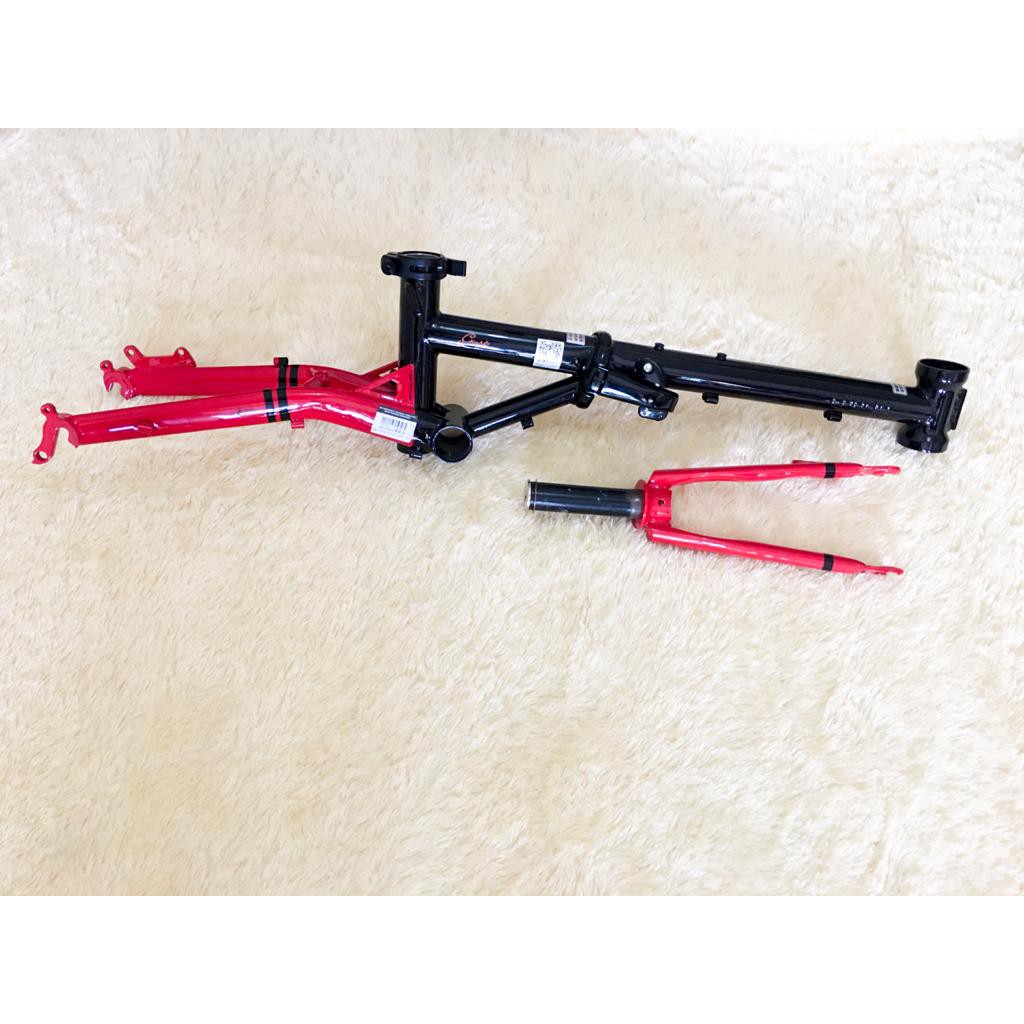Frame Fork Fnhon Gust Wayang Batman Discbrake Merah Hitam Disc brake Db 16 inch Limited Fnhon Red