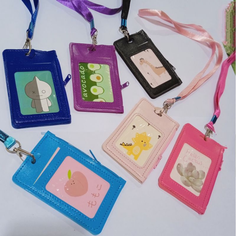 

ID Card Holder Kulit Sintetis / Gantungan Name Tag / Gantungan Kartu Nama / Tali Lanyard Card Holder