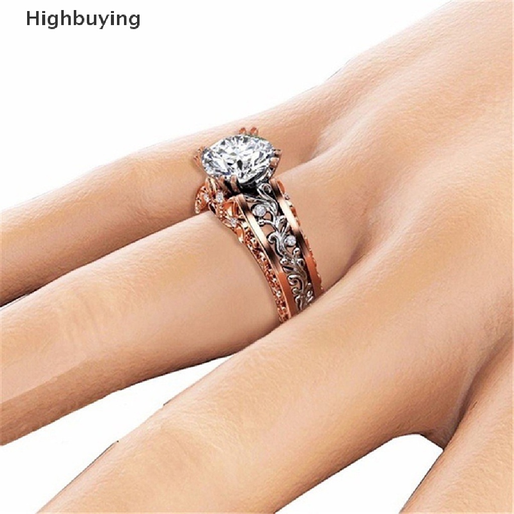 1 Pc Cincin Kristal Zircon Berlian Batu Permata Logam Model Rongga Untuk Hadiah Perhiasan Pernikahan Wanita Glory