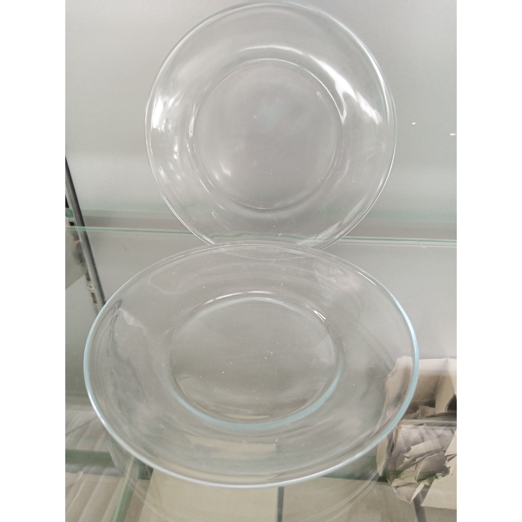 HAMPERS Lepek Kaca Pp6S Saucer Tatakan Gelas Kaca Motif Polos Lepek Hias Cantik Alas Cangkir Piring 