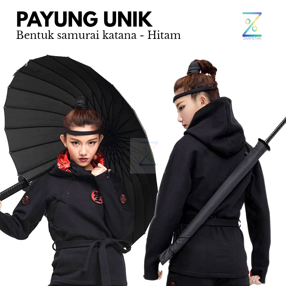 Payung Unik Jepang Bentuk Samurai Katana - B062 - Black