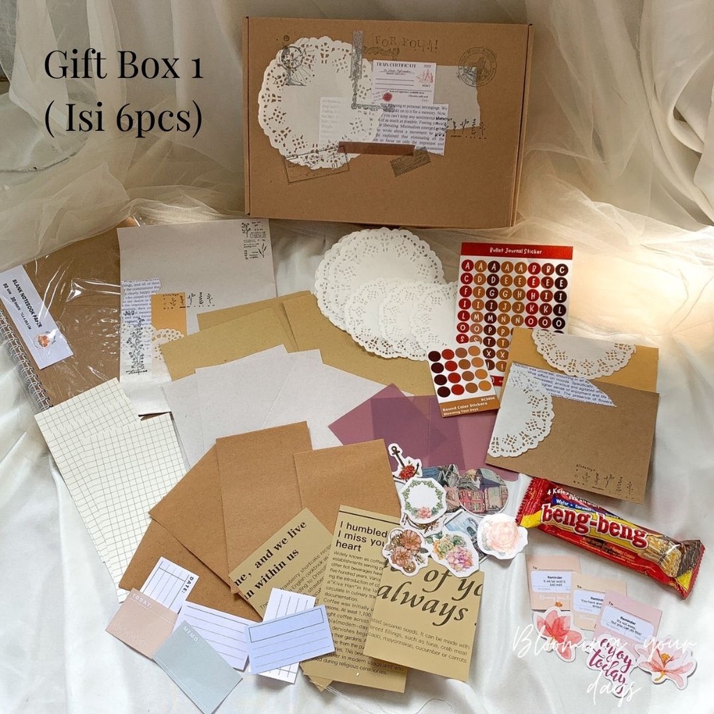 Bloomingyourdays Gift Box Jurnal Kit Vintage Retro Classic ( Bujo Kit Vintage ) Jurnal Kit Journaling Hampers Kado ulang tahun natal lebaran-2