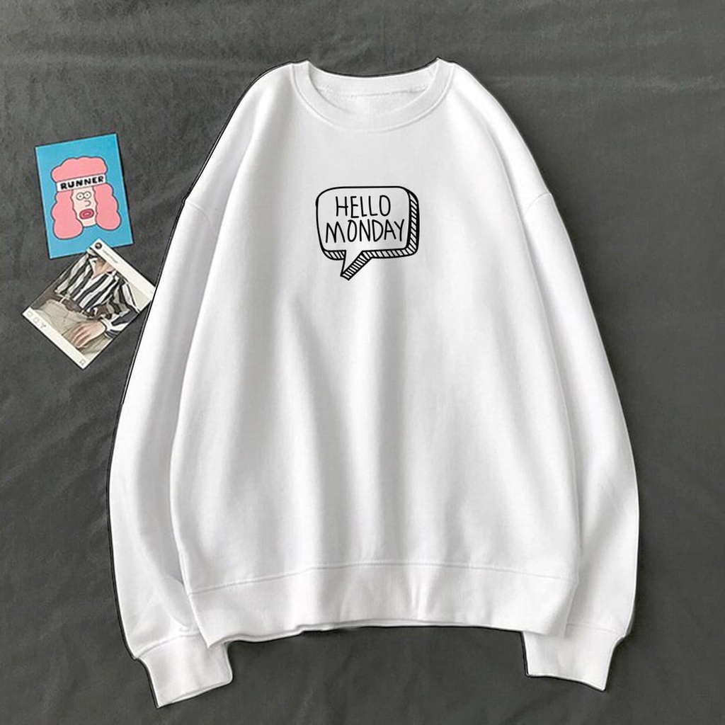 SWEATER WANITA HELLO MONDAY /// ATASAN WANITA TEBAL KEKINIAN TERBARU''