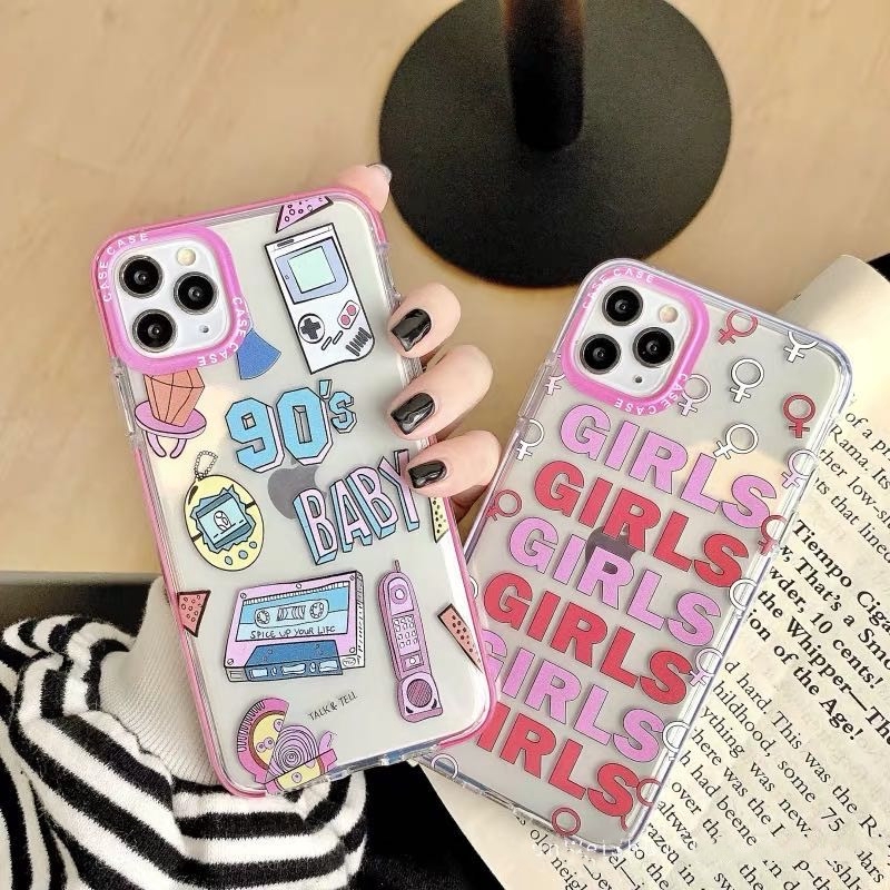 Soft Case Dengan Pinggiran Label Warna Pink Untuk Iphone