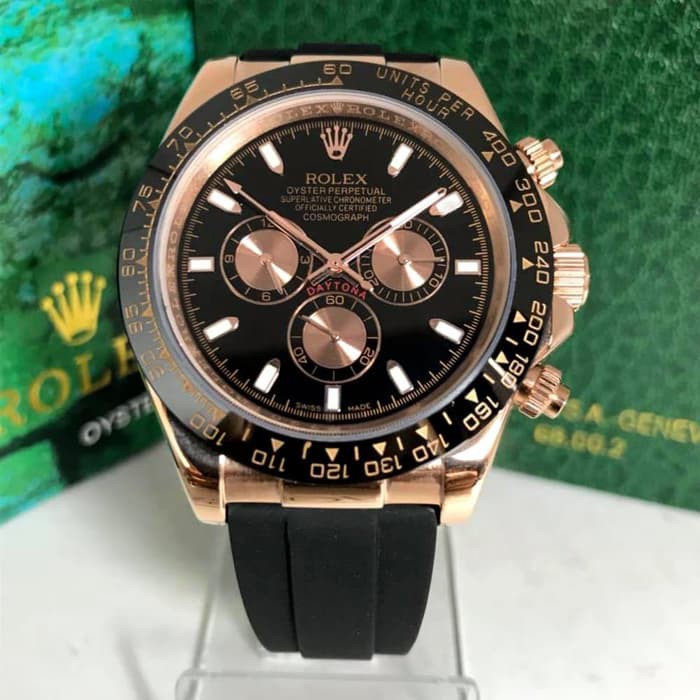 Jam Tangan Pria ROLEX DAYTONA AUTOMATIC 41MM PREMIUM AAA HITAM GOLD