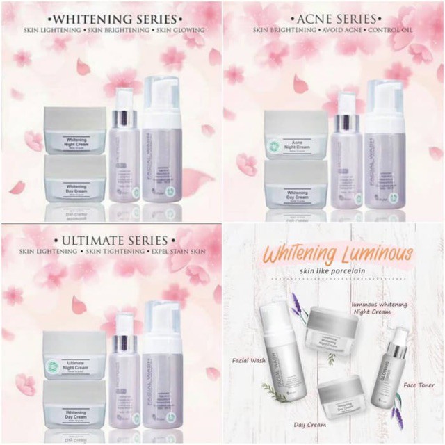 MS GLOW Paket/Ecer Day Krim/Whitening Night Cream Luminous Malam Ultimate Toner