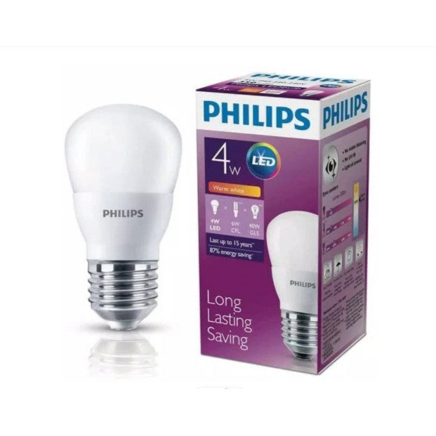 PHILIPS Lampu LED MyCare 4W Putih / Warm White Bohlam LED Bulb 4 Watt