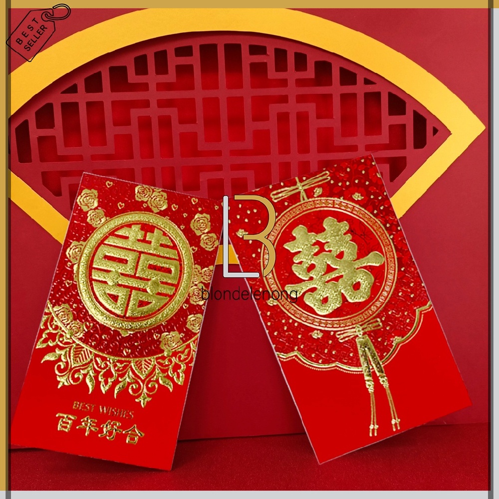 Amplop Kertas Angpao Angpau Ampau Ampao Hongbao Hongbau Uang Susu Hadiah Kado Lamaran Hantaran Ketuk Ketok Pintu Sangjit Wedding Pernikahan Nikah Shuangxi Suangsi Emas Gold Merah Hoki Rejeki Ukuran Size Besar Jumbo Panjang XL XXL Isi 1 Pak Pack Dos Murah