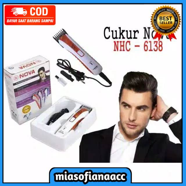 (COD) Alat Cukur Rambut Mesin Potong Jenggot Charger Portable Nova Nhc-6138