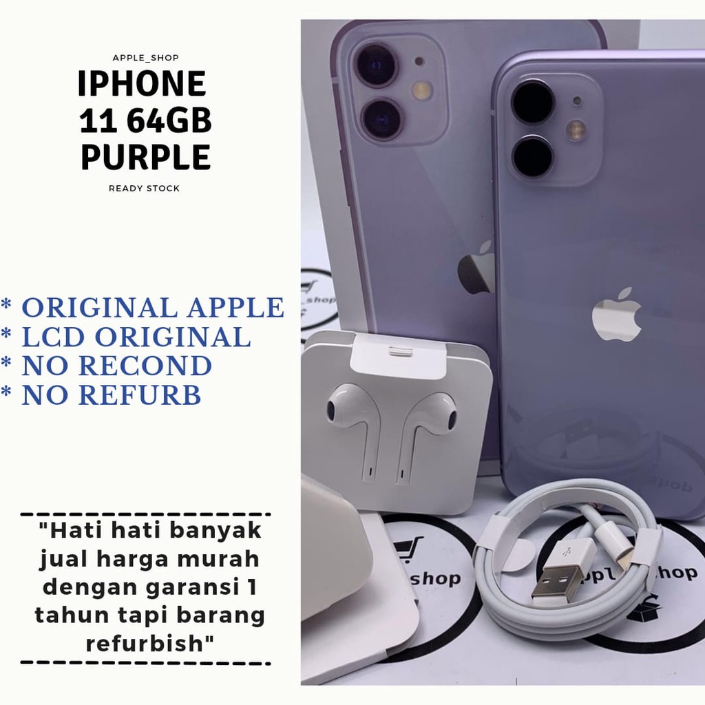 iPhone 11 64gb Purple Lcd Original Mulus Original Bukan Refurbish / Rekondisi