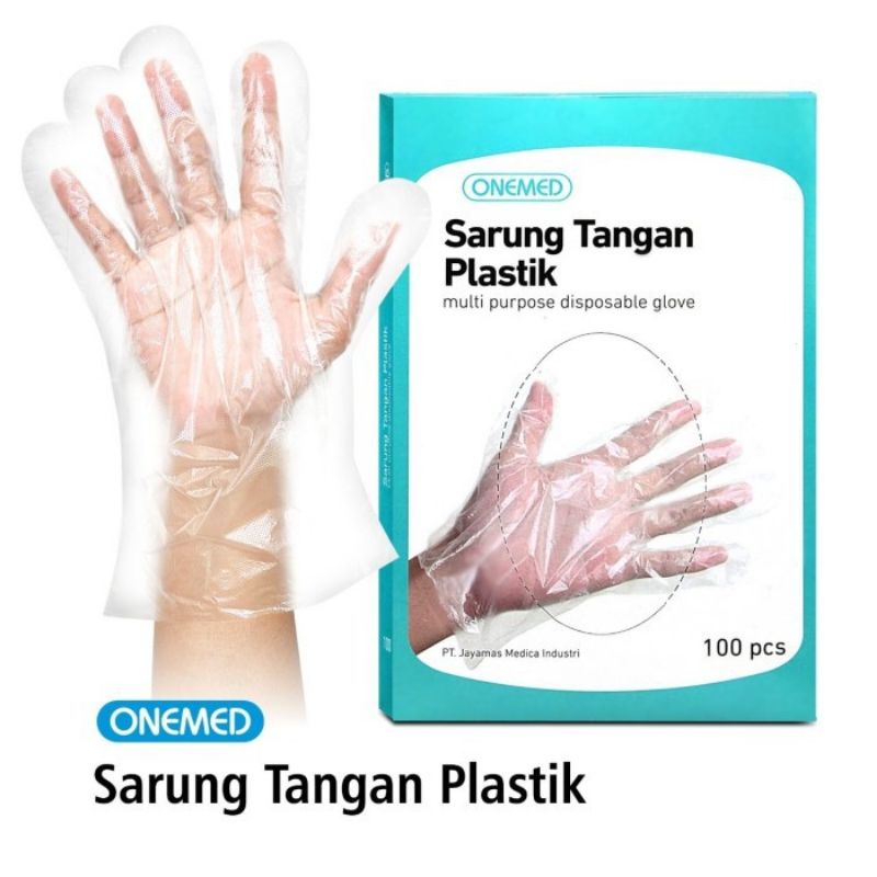 onemed sarung tangan plastik isi 100 pcs