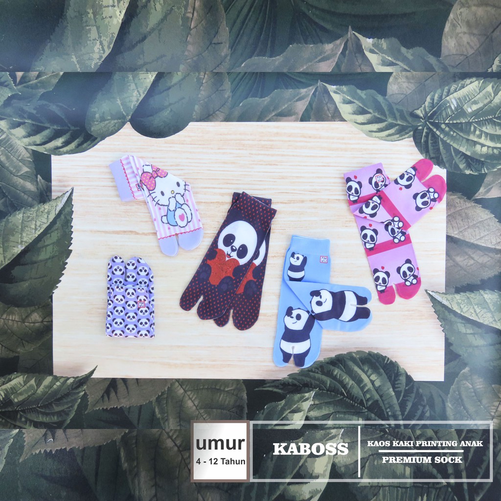 Kaboss Kaos Kaki Jempol Anak Printing Karakter Panda, Bear, Nylon Premium 3