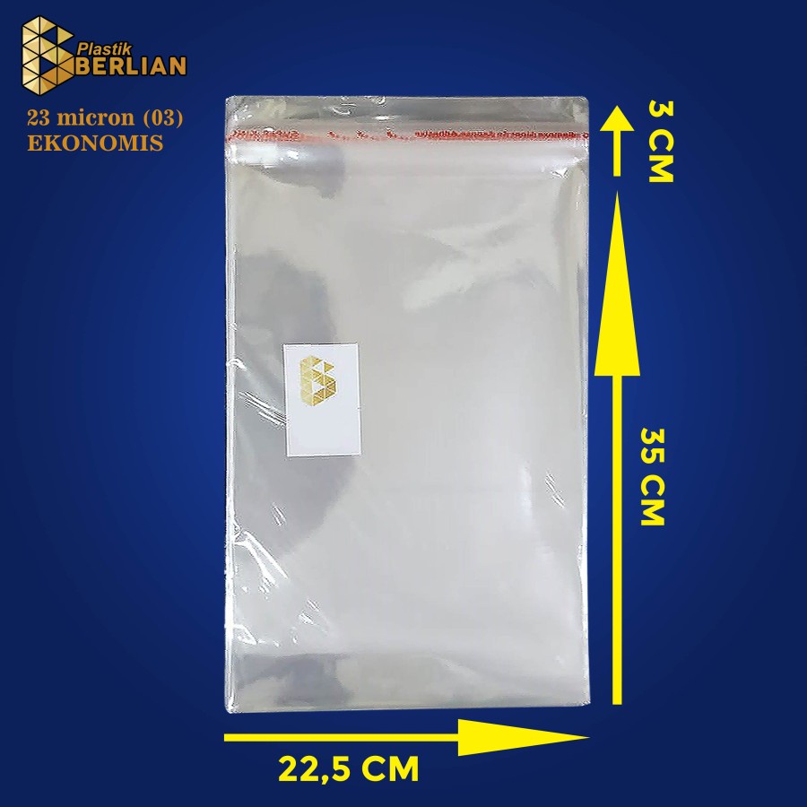 

22,5 x 35 cm Plastik OPP EKONOMIS 23micron (100 lbr) (lem/seal)
