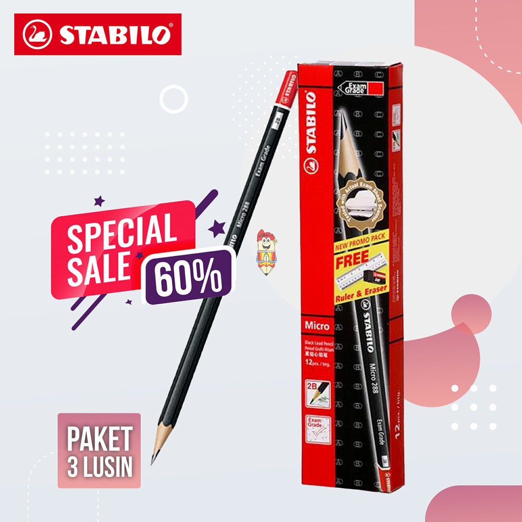 

PAKET 3 lusin Pensil 2B Stabilo Exam Grade (288)