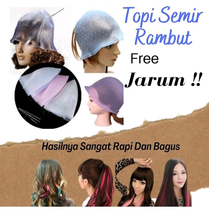 Topi highlight pewarnaan rambut topi semir+jarum pengait