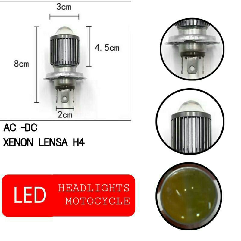 Lampu Depan Led 2 Warna H4 Lampu Depan Sepeda Motor H4 Led 2 warna