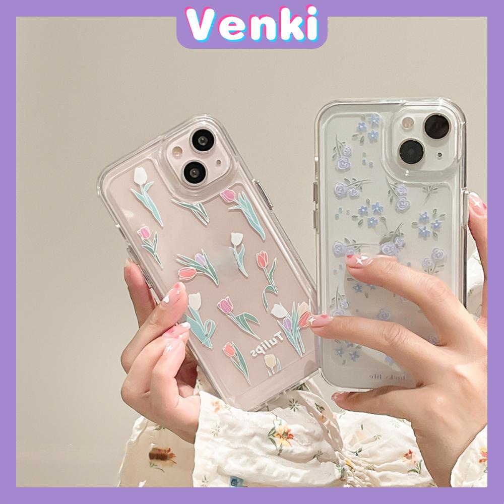 iPhone Case Thick Silicon Soft Case Clear Case Shockproof Camera Protection Metal Button Tulip Flower Compatible For iPhone 11 iPhone 13 Pro Max iPhone 12 Pro Max iPhone 7 Plus xr