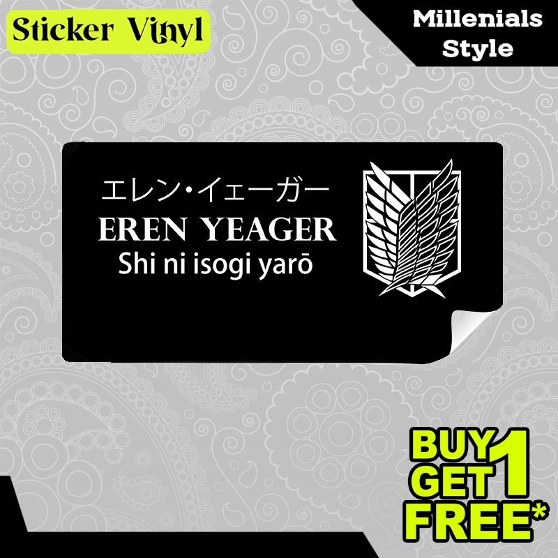 

Stiker Sticker Eren Yeager Suicidal Blockhead Logo Attack on Titan Aesthetic Bahan Vinyl Satuan Anti Air