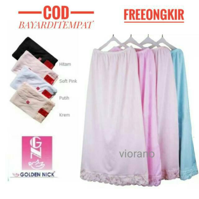 IBEL - Androk panjang Wanita Daleman Renda Rok Dalam Panjang Golden Nick Dalaman Rok Panjang Katun A