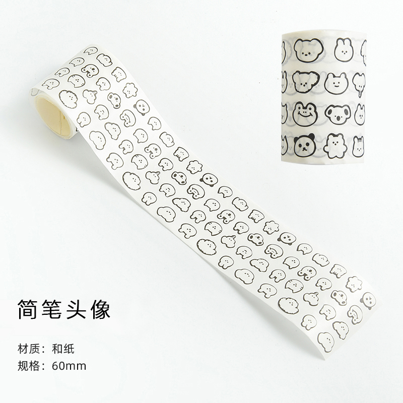 Stiker Kertasselotip Washi Gambar Wajah Beruang Tersenyum Lucu Untuk Jurnal-H