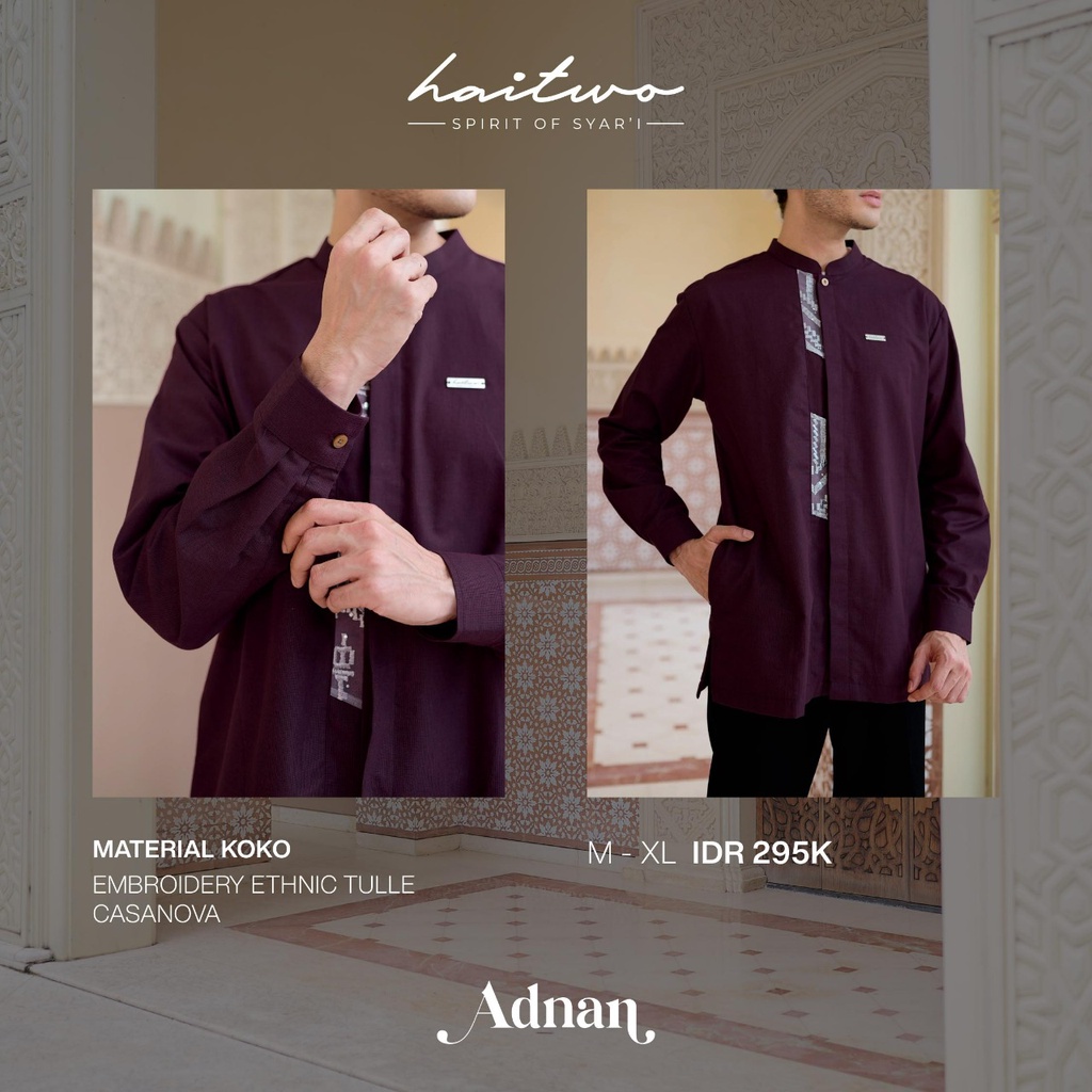 Haitwo Couple 002 Koko Adnan Sarimbit Couple Lengan Panjang Baju Muslim Model Terbaru