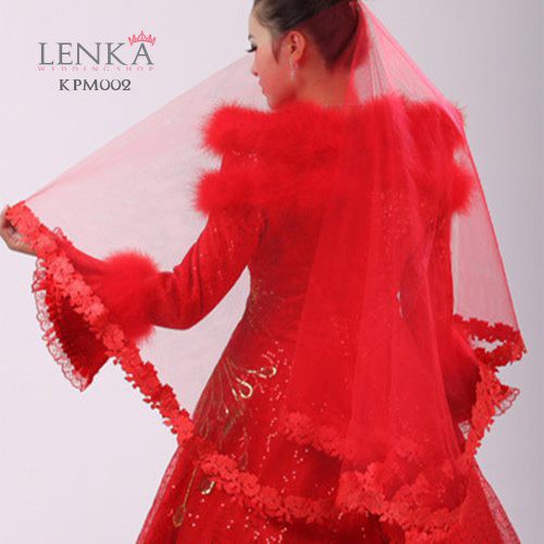 [PALING LARIS]  BRIDAL WEDDING VEIL MERAH AKSESORIS PERNIKAHAN PENGANTIN KPM002