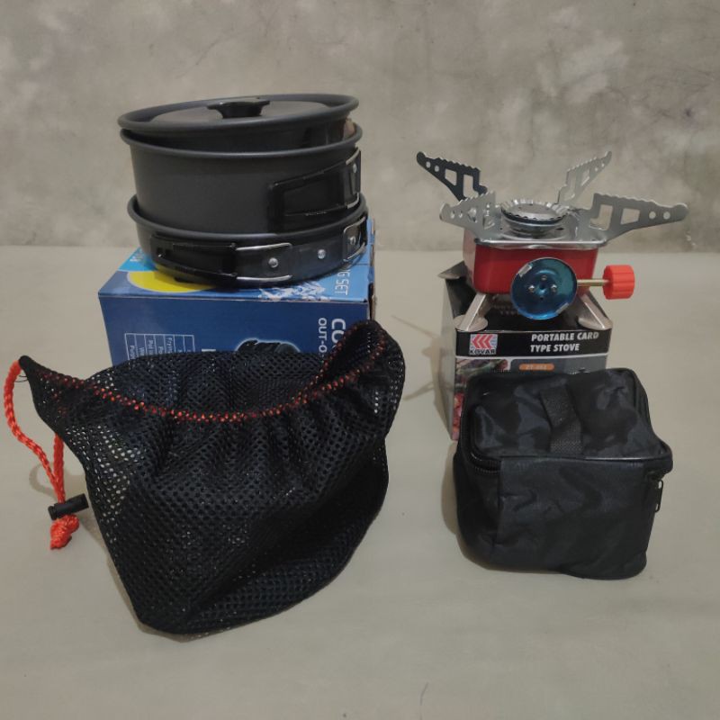 Paket Alat Masak Camping Cookingset DS308 + Kompor Kovar