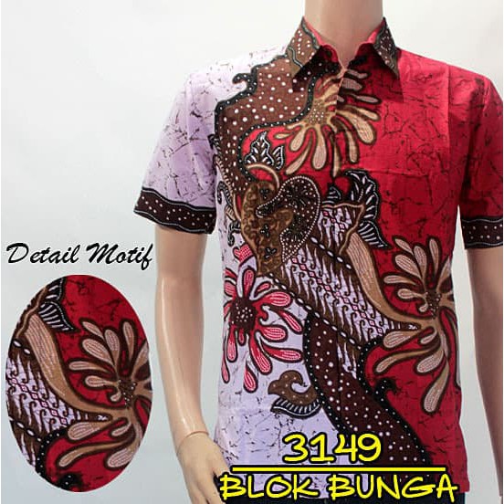 Kemeja Batik Hem Pria Motif Bunga Sofie