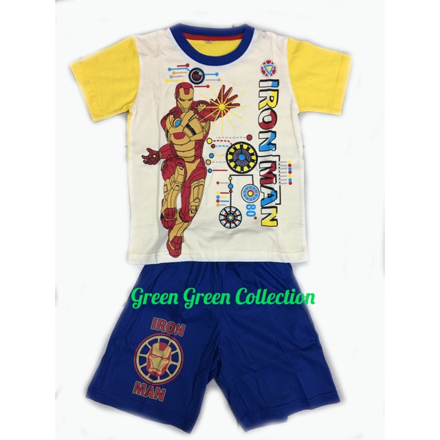 Baju Tidur Piyama kaos anak Premium Karakter Marvel Iron Man