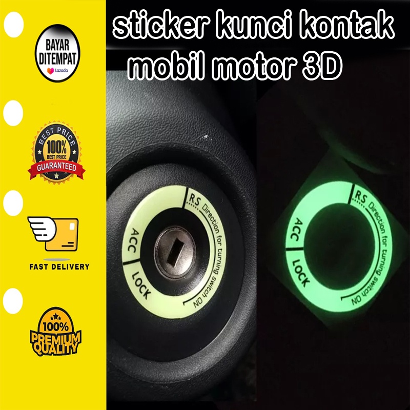 [BISA COD]  Stiker Sticker Kunci Kontak Mobil Motor 3D Emblem Timbul Universal Neon Malam Bercahaya