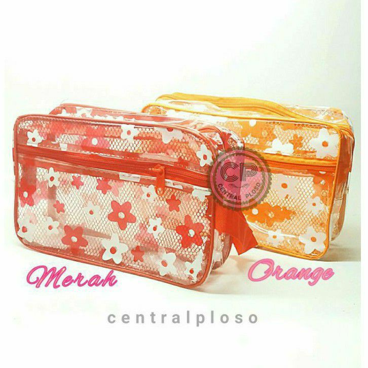 Tas Kosmetik Lapis Jaring model Dompet Transparan