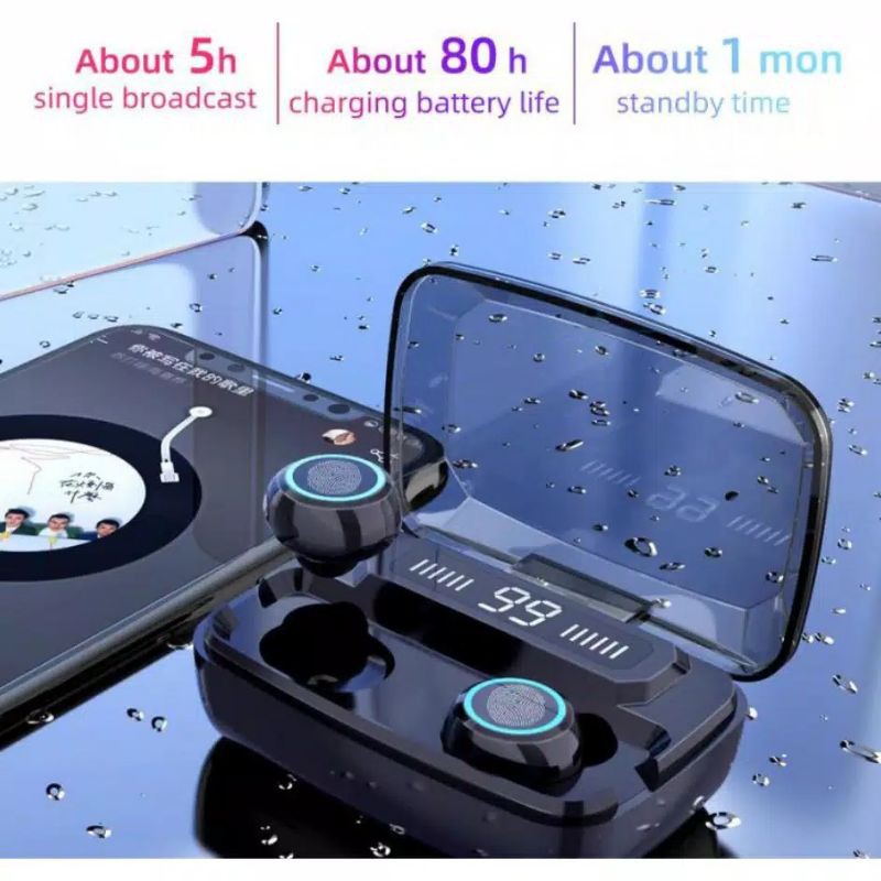 ZEBRA TWS Earphone Bluetooth 5.0 LED Touch + Powerbank Dock 2000mAh M11