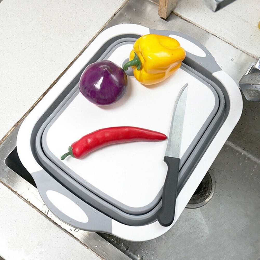 Talenan Lipat Bak Tempat Sayuran Buah Foldable Silicone Cutting Board