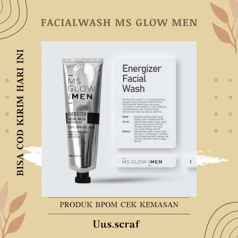 FACIAL WASH MS GLOW MEN || FACIAL WASH LAKI-LAKI MS GLOW FOR MEN