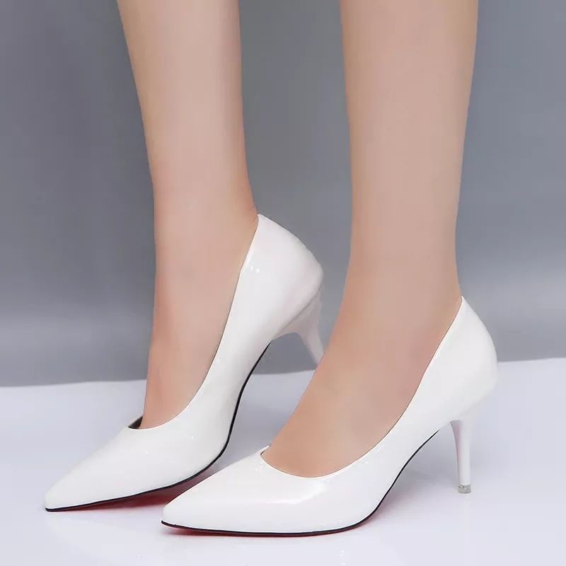 sepatu wanita putih hak7cm sepatu pantoel helss