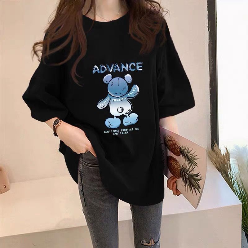 THISTLE - Oversize Tee Tshirt Wanita Model Longgar Motif Bear Advance