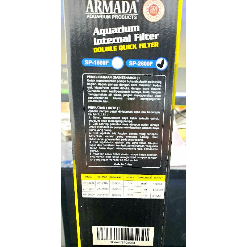 Pompa aquarium internal filter ARMADA SP 2600F