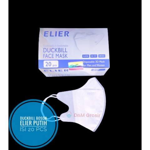 Masker Duckbill Boson Elier Hitam dan Putih Embos Kemenkes