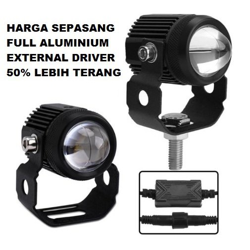 Lampu Sorot Tembak Laser Foglamp Dual Colour Mini Driving LED 2 Warna Aksesoris Variasi Motor