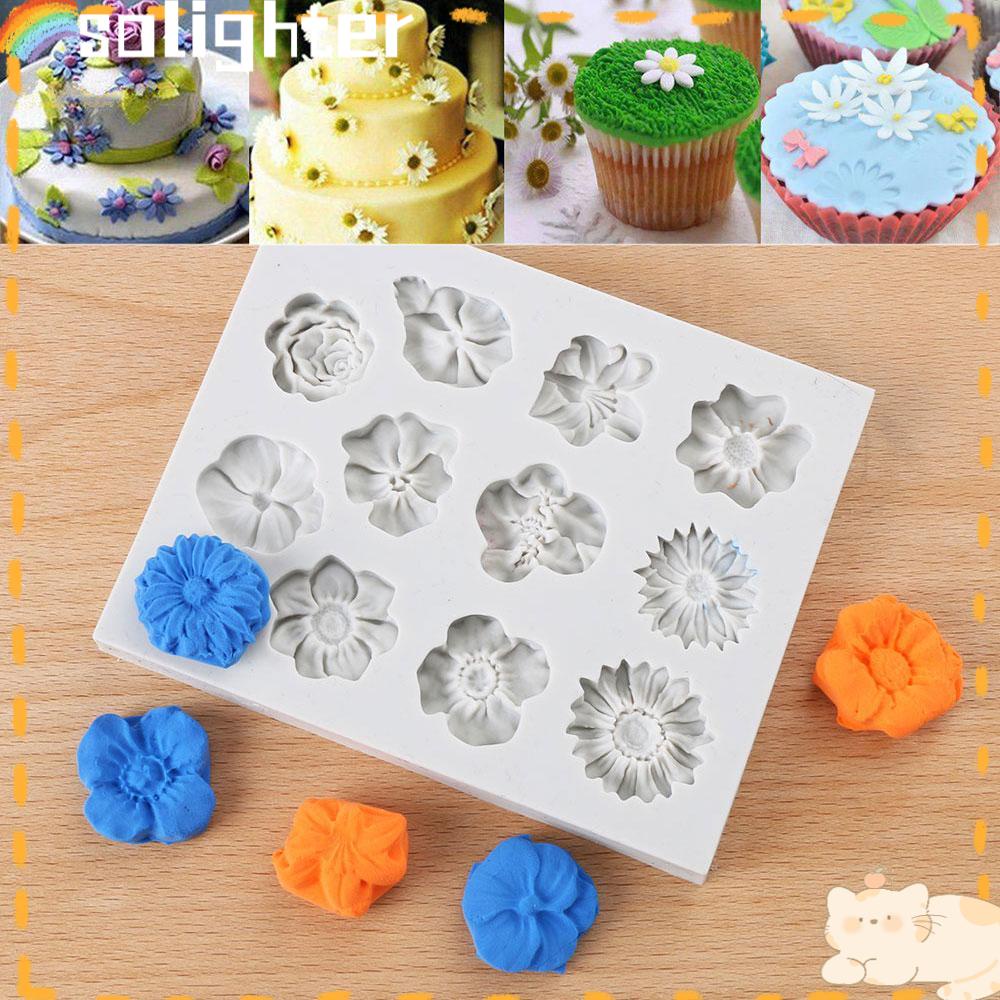 Solighter Cetakan Adonan Kue Fondant Desain Bunga Matahari Daisy Sun Flower Rose Untuk Sugarcraft