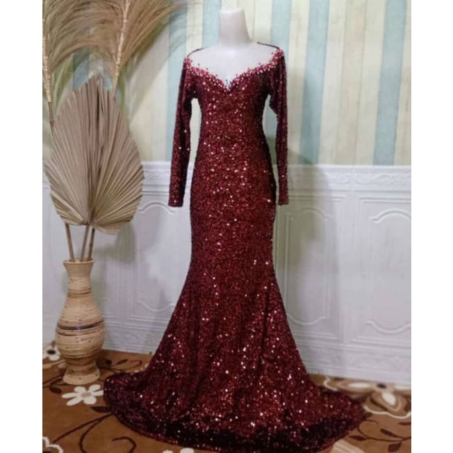Gaun Duyung Sequin / dress pesta mewah murah / baju singer penyanyi