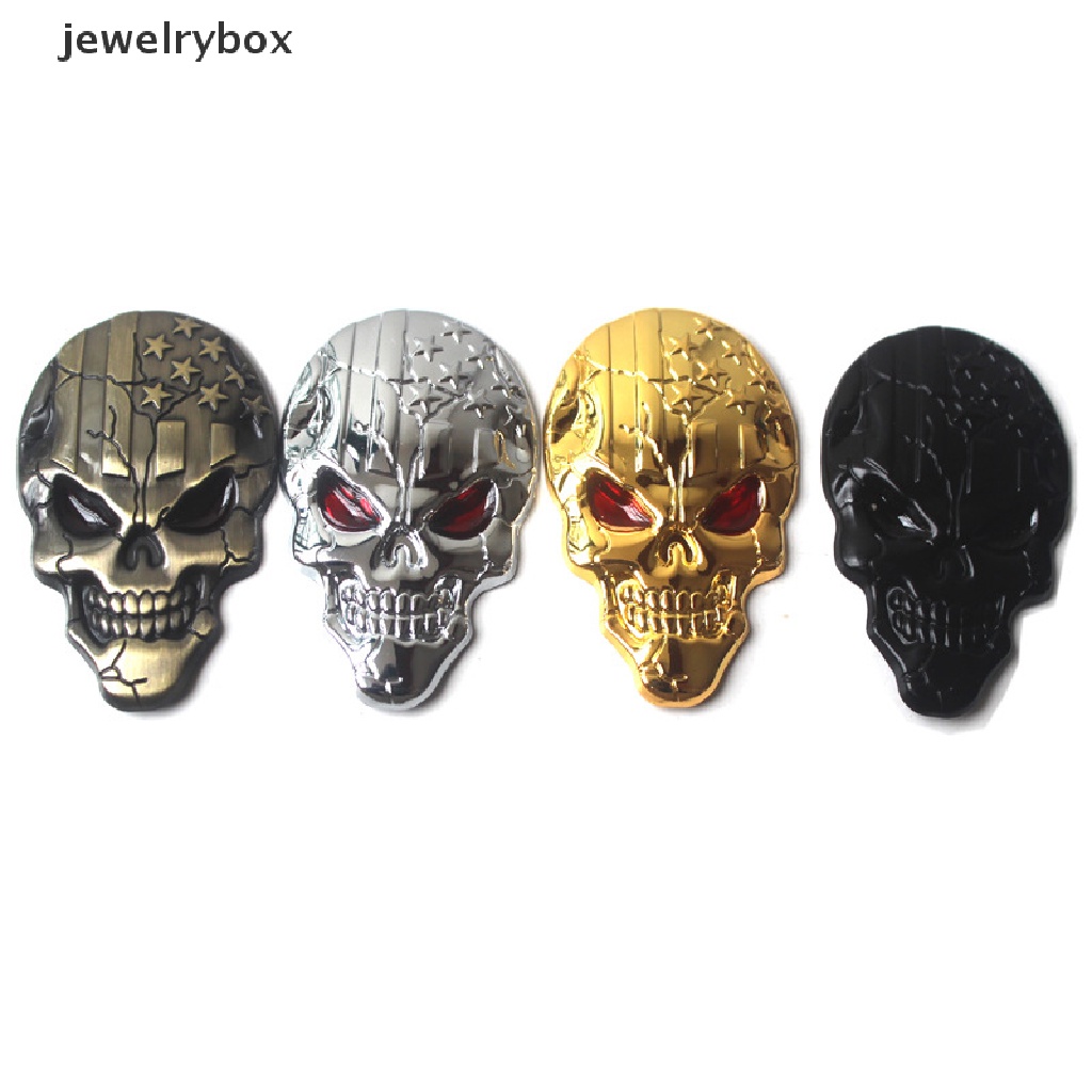 (Box) Stiker Emblem / Badge 3d Motif Tengkorak Bahan Metal Untuk Fender Samping Mobil