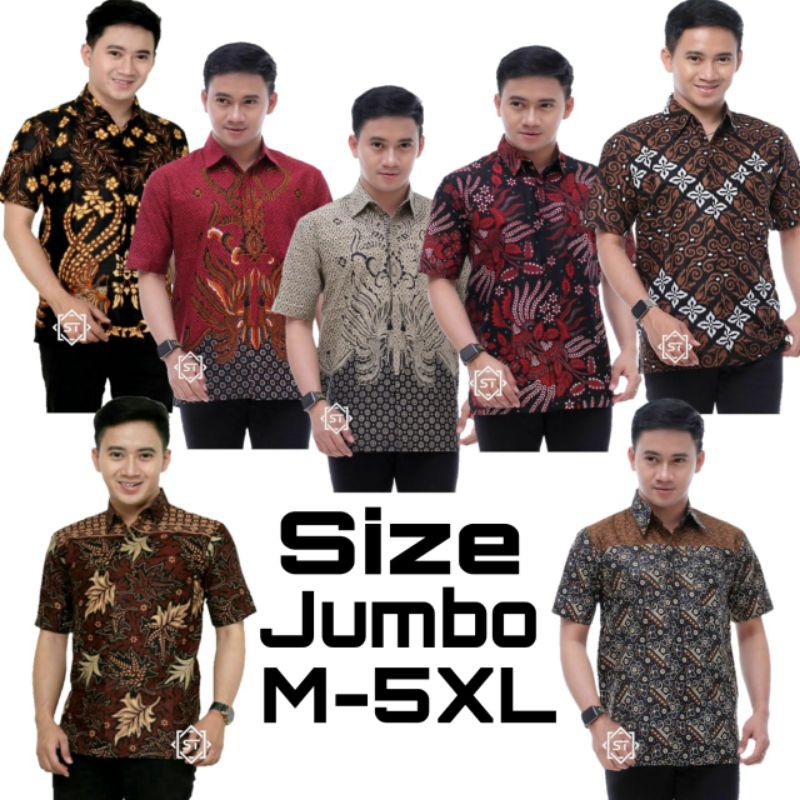 Hem Batik lengan pendek JUMBO size M L XL XXL 3XL 4XL 5XL Batik pekalongan murah kualitas ok