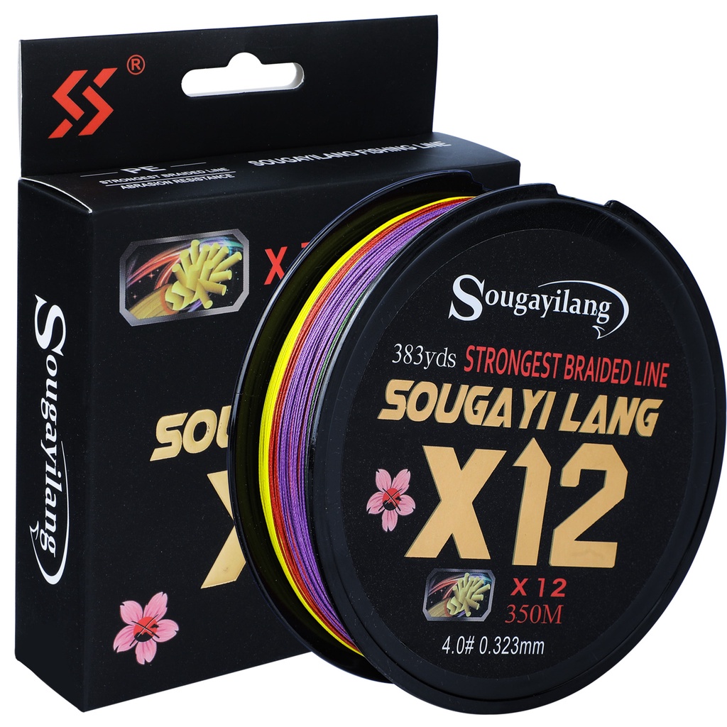 Sougayilang 350m 550m Senar Pe New X12 Super Strong Senar Pancing Braided Fishing Line Multifilament PE Line Saltwater Fishing Tackle