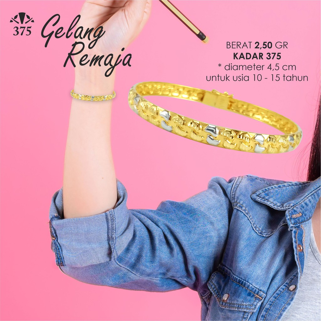 GELANG REMAJA EMAS ASLI VARIASI SISIK NAGA KADAR 375