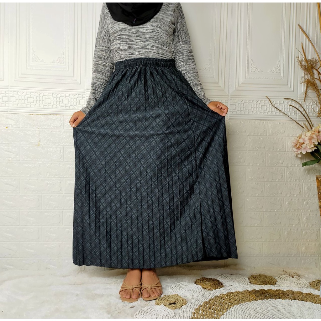 ROK PLISKET KLOK DEWASA MOTIF TARTAN/ROK PLISKET KOTAK-KOTAK SPANDEK WOL