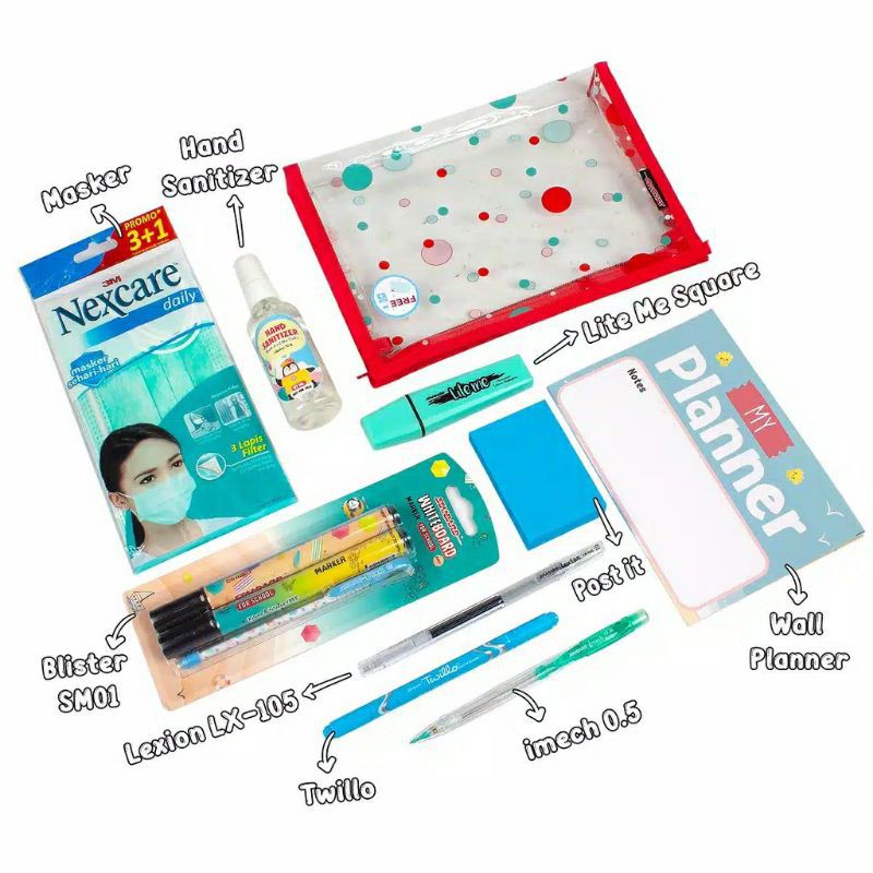 Standard Pen Package Planner Pencil Case / Paket Tempat Pensil / Set Kotak Pensil ( Highlighter , Pu