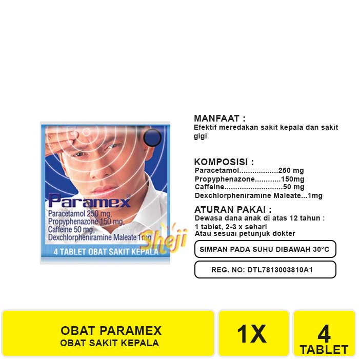 PARAMEX TABLET OBAT SAKIT KEPALA 1 STRIP ISI 4 TABLET